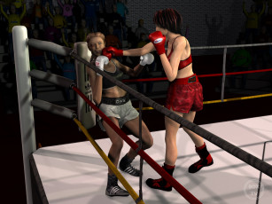 обоя 3д графика, спорт , sport, девушки, взгляд, фон, ринг, бокс