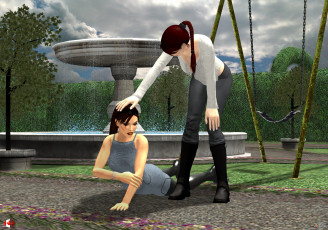 обоя 3д графика, люди , people, девушки, взгляд, фон