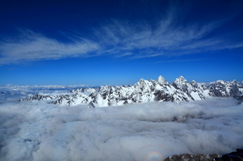 Картинка природа горы облака снег