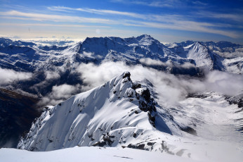 Картинка природа горы облака снег