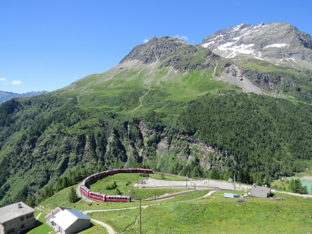 Обои картинки фото техника, поезда, горы, поезд