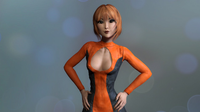 Обои картинки фото 3д графика, люди , people, девушка, взгляд, фон