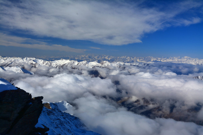 Обои картинки фото природа, горы, снег, облака