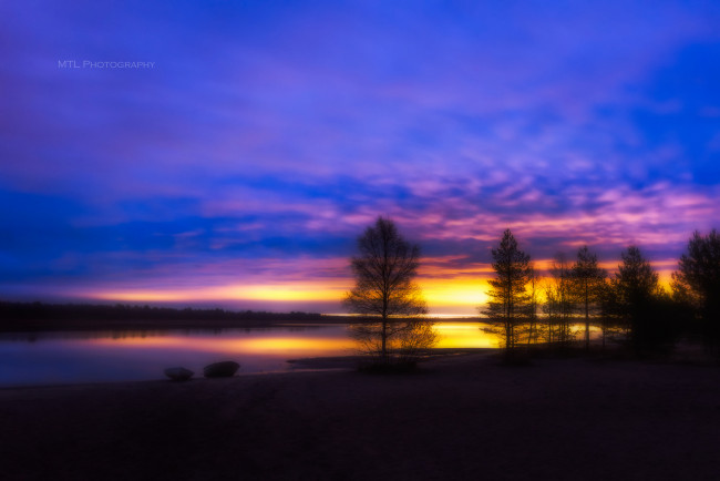 Обои картинки фото природа, восходы, закаты, закат, ночь, река