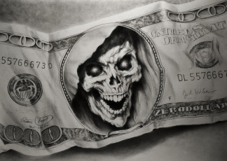 Картинка рисованное -+другое купюра фон череп