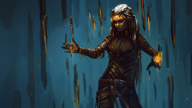 Обои картинки фото фэнтези, девушки, рога, униформа, фон, девушка