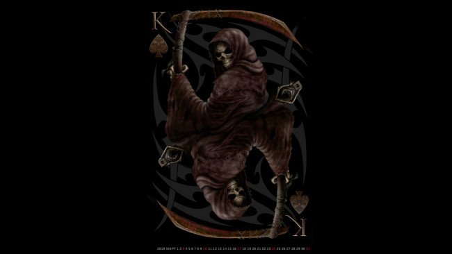 Обои картинки фото календари, фэнтези, смерть, нежить, коса, капюшон, скелет