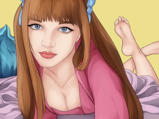 Обои картинки фото рисованное, люди, взгляд, фон, девушка