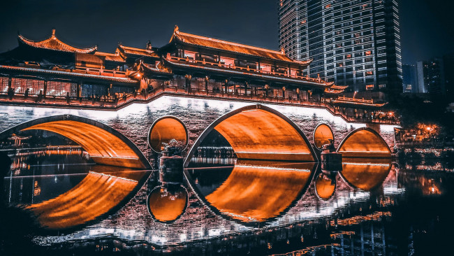 Обои картинки фото города, - мосты, крытый, мост, чэнду