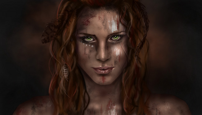 Обои картинки фото фэнтези, девушки, взгляд, фон, девушка