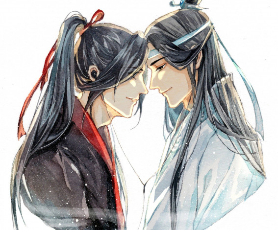 Обои картинки фото аниме, mo dao zu shi, вэй, усянь, лань, ванцзы, наушники