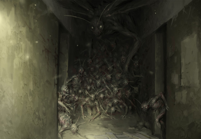 Обои картинки фото фэнтези, существа, фон, взгляд, ужас