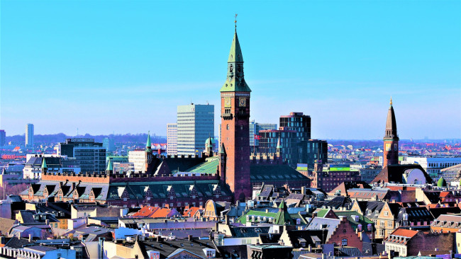 Обои картинки фото города, копенгаген , дания, панорама