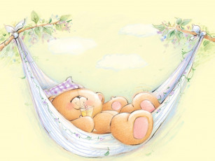 Картинка рисованное мишки+тэдди мишка гамак