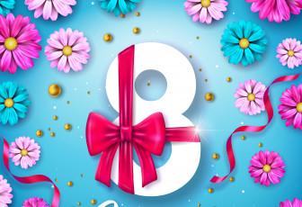 Картинка праздничные международный+женский+день+-+8+марта восьмерка лента цветы