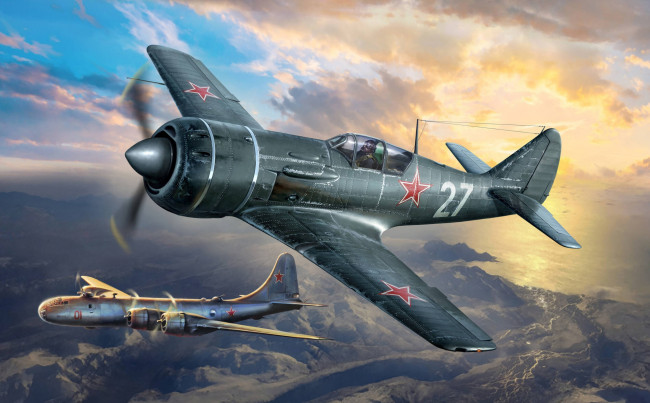 Обои картинки фото авиация, боевые самолёты, ссср, ла-11, поршневой, истребитель, боевой, самолёт