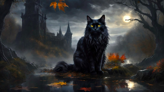 Обои картинки фото рисованное, животные,  коты, кот, кошка