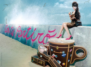 обоя бренды, lavazza, кофе, девушка