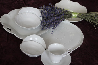 Картинка разное посуда столовые приборы кухонная утварь лаванда чашка блюда