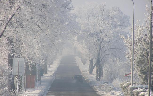 Обои картинки фото природа, зима, снег, дорога