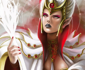 Картинка фэнтези маги маг девушка посох