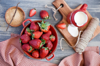обоя еда, клубника, земляника, сахар, посуда