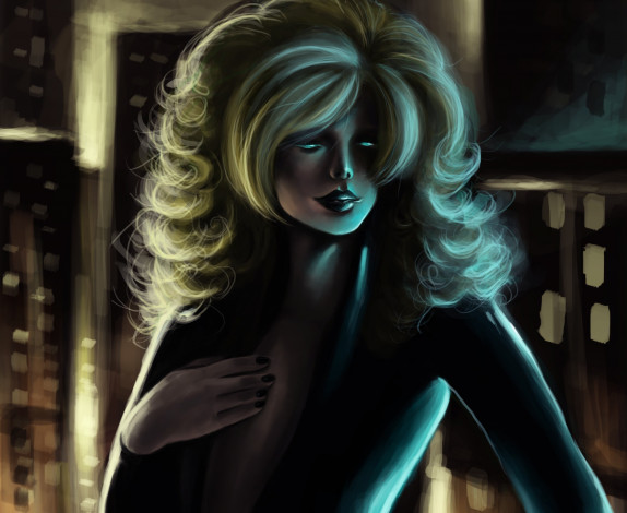 Обои картинки фото фэнтези, девушки, рука, девушка, капюшон, город