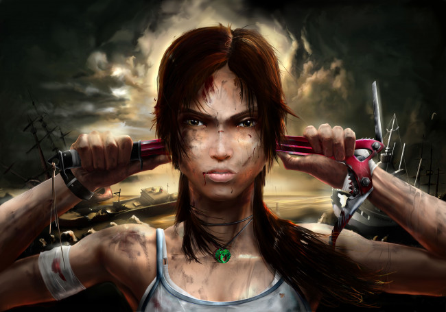 Обои картинки фото видео, игры, tomb, raider, 2013, ледоруб, lara, croft, арт