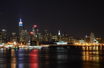 Картинка города вашингтон+ сша здания высотки сияние вода город ночь