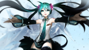 Картинка vocaloid аниме руки девушка hatsune miku kriss sison арт форма вокалоид микрофон