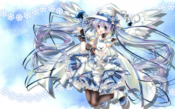 Картинка vocaloid аниме yuki miku rimune арт заяц шляпа крылья девушка