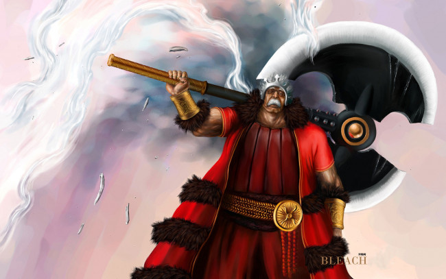 Обои картинки фото аниме, bleach, арт, осколки, блич, аранкар, эспада, король, дед, топор