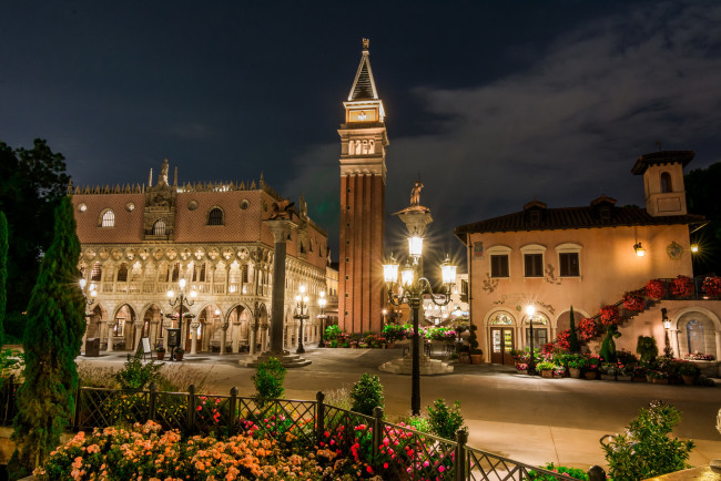 Обои картинки фото города, диснейленд, дизайн, анахайм, парки, калифорния, сша, ночь, hdr