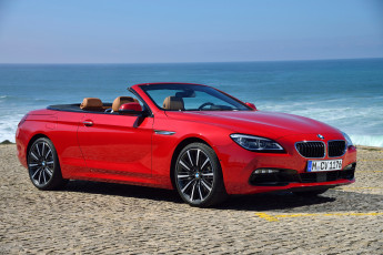 Картинка автомобили bmw 650i cabrio f12 2015г красный