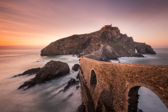 Картинка природа побережье закат мост море