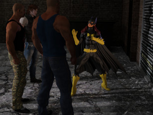 Картинка 3д+графика фантазия+ fantasy фон супермен парни batgirl взгляд девушка