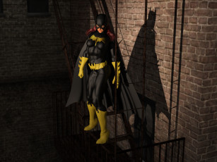 Картинка 3д+графика фантазия+ fantasy фон супермен девушка взгляд batgirl