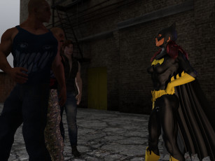 Картинка 3д+графика фантазия+ fantasy взгляд супермен парни фон девушка batgirl