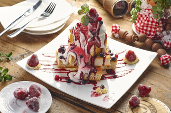 Картинка еда торты крем десерт джем ягоды бисквит