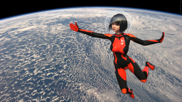 Картинка 3д+графика фантазия+ fantasy девушка взгляд фон полет