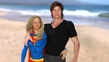 Картинка 3д+графика люди+ people девушка взгляд фон парень