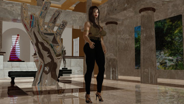 Картинка 3д+графика люди+ people девушка взгляд фон