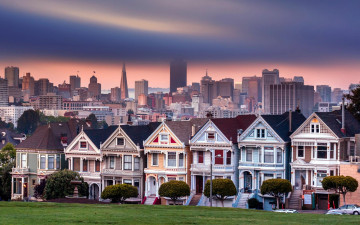 Картинка города сан-франциско+ сша дома здания коттеджи тучи закат