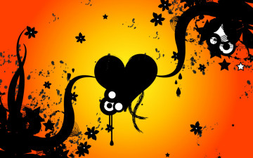 Картинка векторная+графика сердечки+ hearts щупальца капли цветы звезды сердце