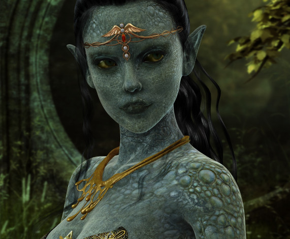 Обои картинки фото 3д графика, существа , creatures, фон, взгляд, эльфийка