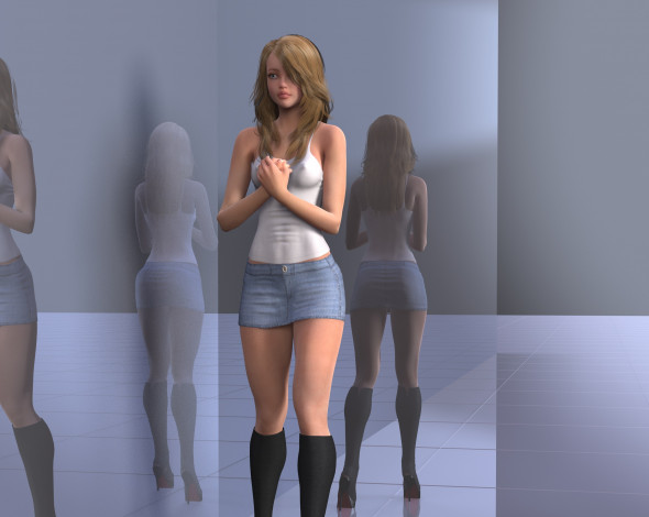 Обои картинки фото 3д графика, люди , people, фон, взгляд, интерьер, девушка