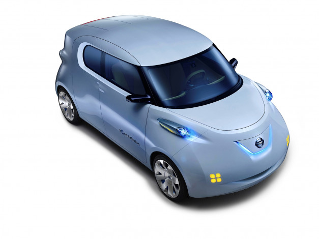 Обои картинки фото nissan townpod concept 2010, автомобили, nissan, datsun, concept, townpod, белый, фон, металик, car, 2010