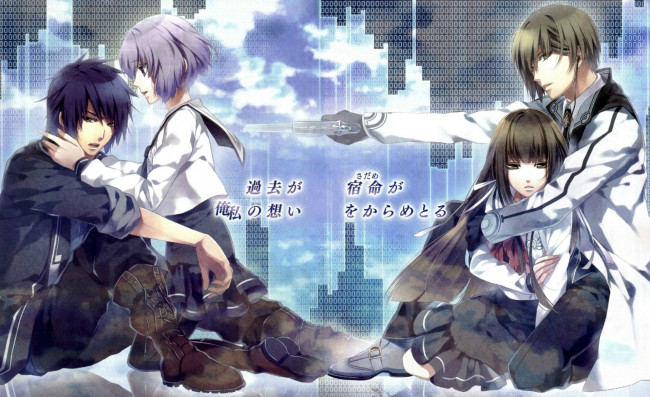 Обои картинки фото аниме, norn9, пистолет, пары