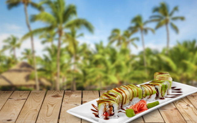 Обои картинки фото еда, рыба,  морепродукты,  суши,  роллы, суши, роллы, seafood, japanese, sushi