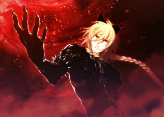 Картинка аниме lamento коса глаза шипы ушки красные демон visual novel leaks блондин